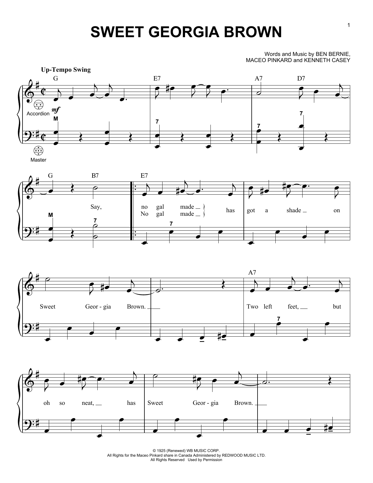 Gary Meisner Sweet Georgia Brown Sheet Music Notes & Chords for Accordion - Download or Print PDF