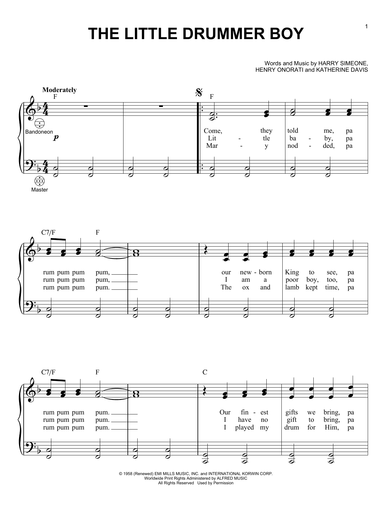 Gary Meisner The Little Drummer Boy Sheet Music Notes & Chords for Accordion - Download or Print PDF