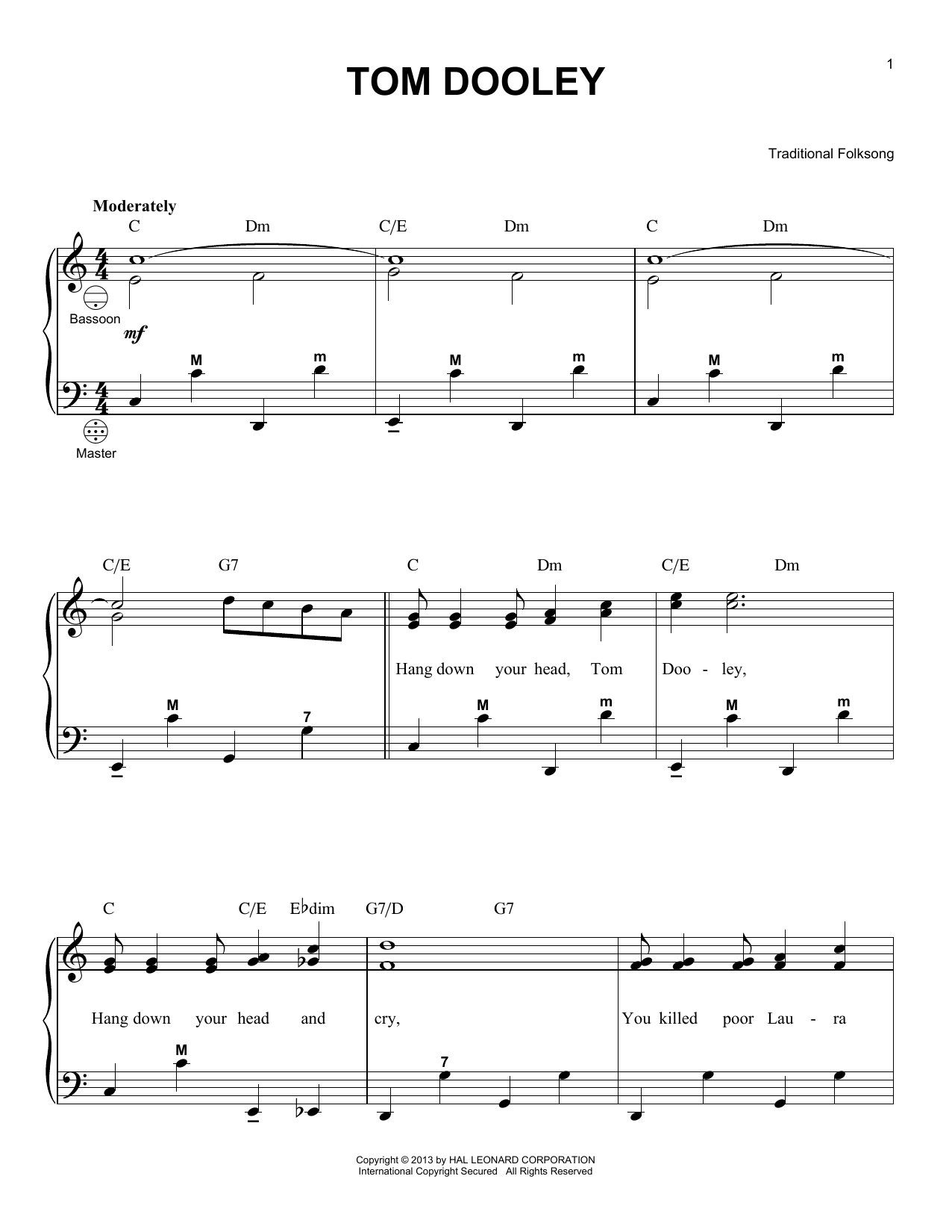 Gary Meisner Tom Dooley Sheet Music Notes & Chords for Accordion - Download or Print PDF