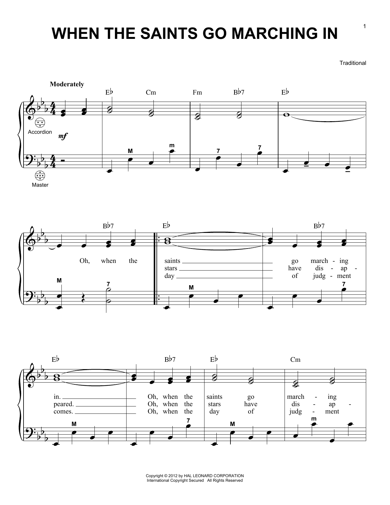Gary Meisner When The Saints Go Marching In Sheet Music Notes & Chords for Accordion - Download or Print PDF