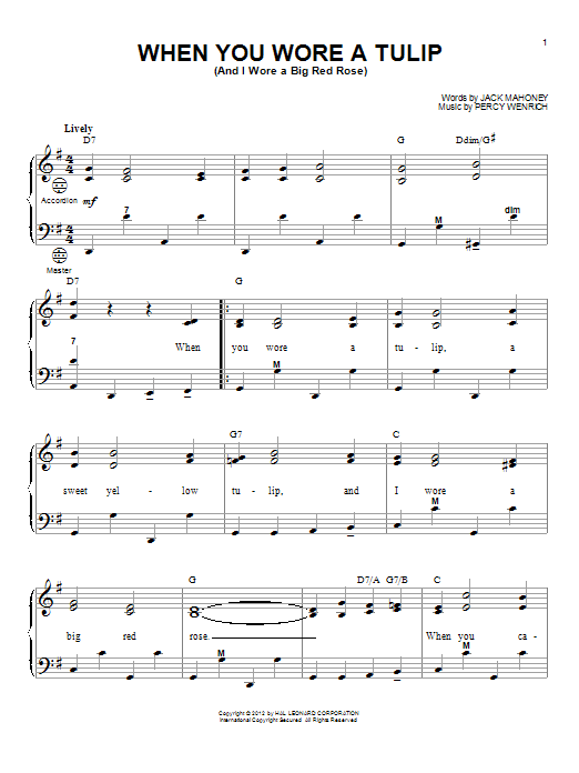 Gary Meisner When You Wore A Tulip (And I Wore A Big Red Rose) Sheet Music Notes & Chords for Accordion - Download or Print PDF