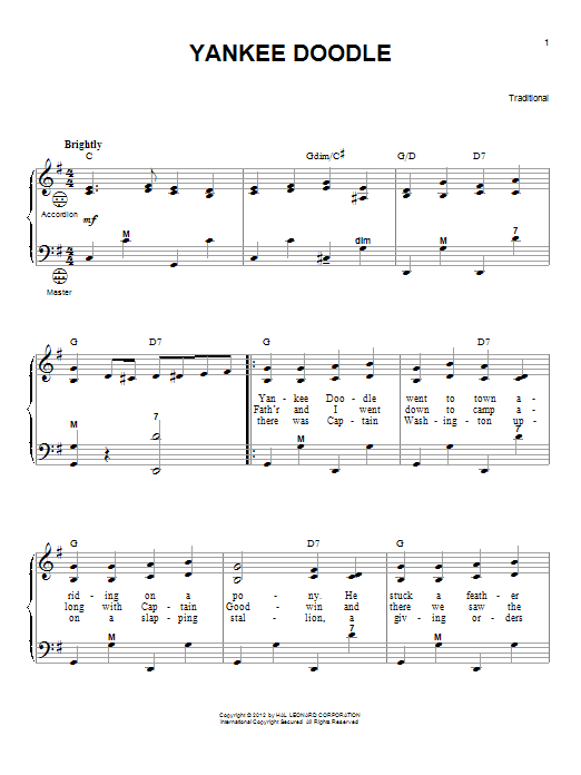 Gary Meisner Yankee Doodle Sheet Music Notes & Chords for Accordion - Download or Print PDF