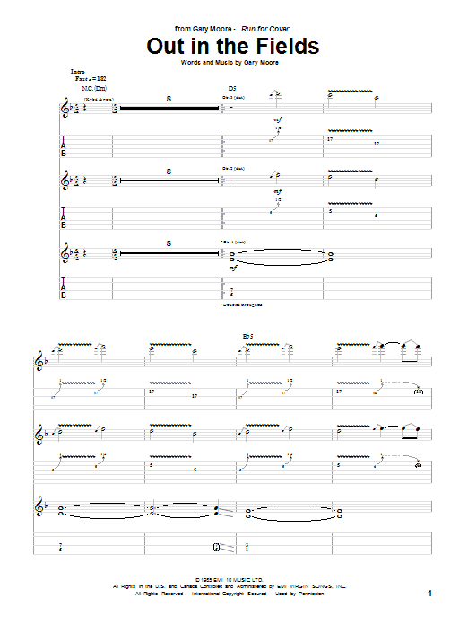 Gary Moore Out In The Fields Sheet Music Notes & Chords for Guitar Tab - Download or Print PDF