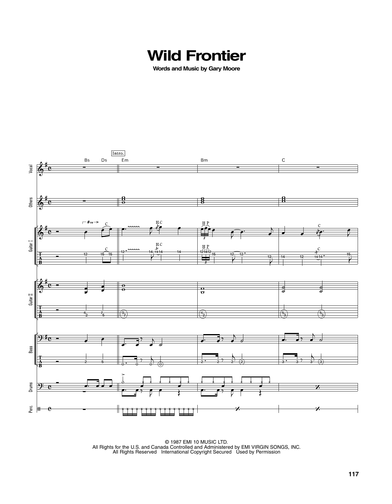 Gary Moore Wild Frontier Sheet Music Notes & Chords for Transcribed Score - Download or Print PDF