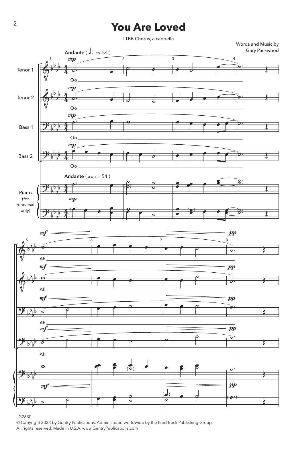 Gary Packwood You Are Loved Sheet Music Notes & Chords for TTBB Choir - Download or Print PDF