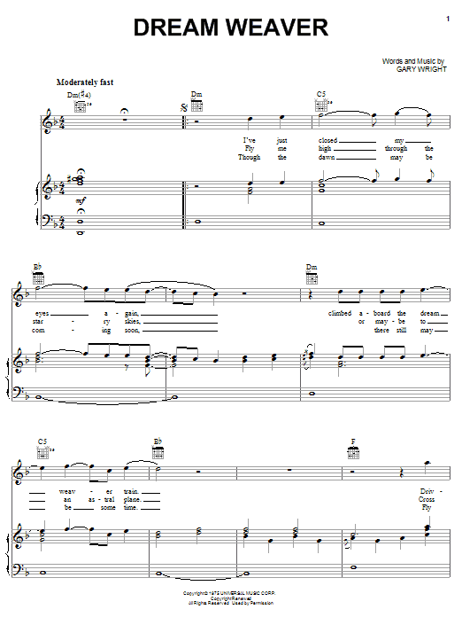 Gary Wright Dream Weaver Sheet Music Notes & Chords for Easy Piano - Download or Print PDF