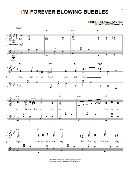 Preview Gary Meisner I'm Forever Blowing Bubbles Classics sheet music, notes and chords for Accordion, SKU: 92865 I'm Forever Blowing Bubbles sheet music