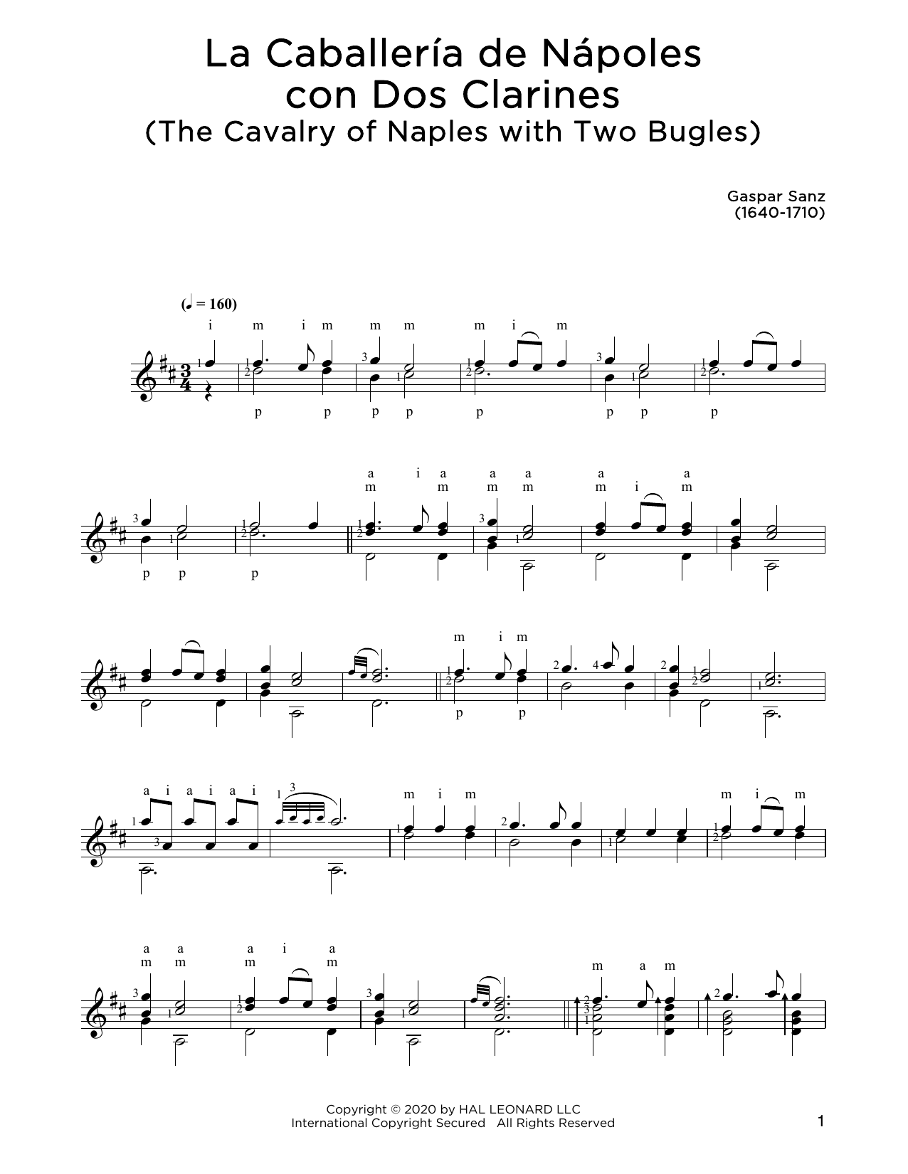 Gaspar Sanz La Caballeria de Napoles con Don Clarines Sheet Music Notes & Chords for Solo Guitar - Download or Print PDF