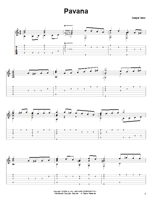 Gaspar Sanz Pavana Sheet Music Notes & Chords for Solo Guitar - Download or Print PDF