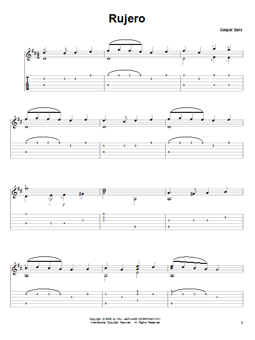 Gaspar Sanz Rujero Sheet Music Notes & Chords for Guitar - Download or Print PDF