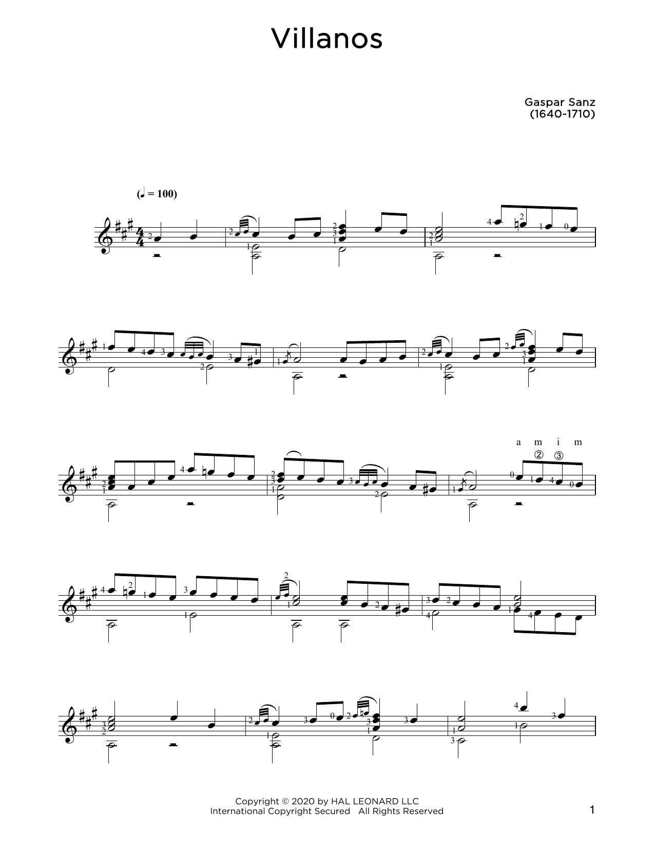 Gaspar Sanz Villanos Sheet Music Notes & Chords for Solo Guitar - Download or Print PDF