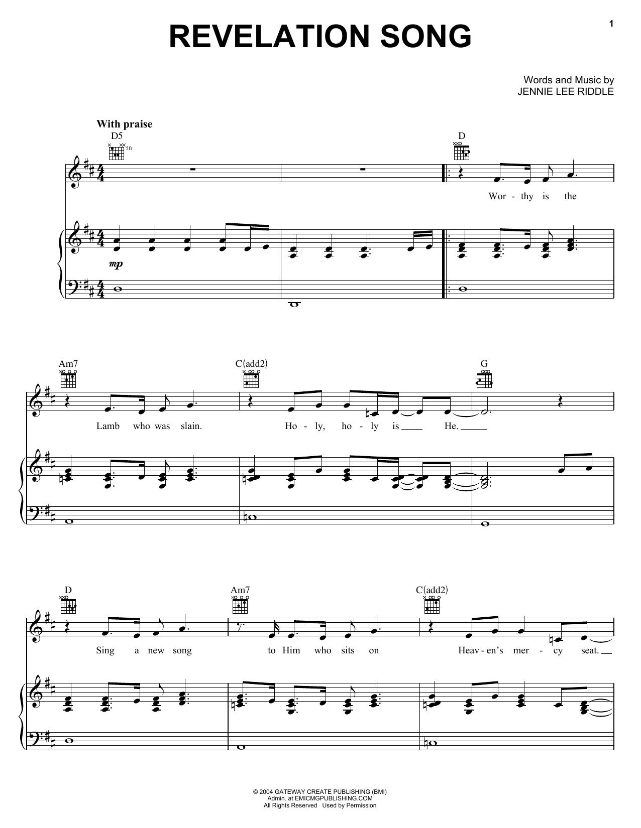 Gateway Worship Revelation Song Sheet Music Notes & Chords for Piano (Big Notes) - Download or Print PDF