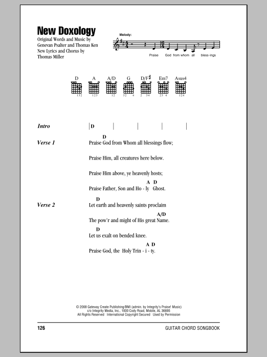 Preview Genevan Psalter New Doxology Pop sheet music, notes and chords for Lyrics & Chords, SKU: 85865 New Doxology sheet music