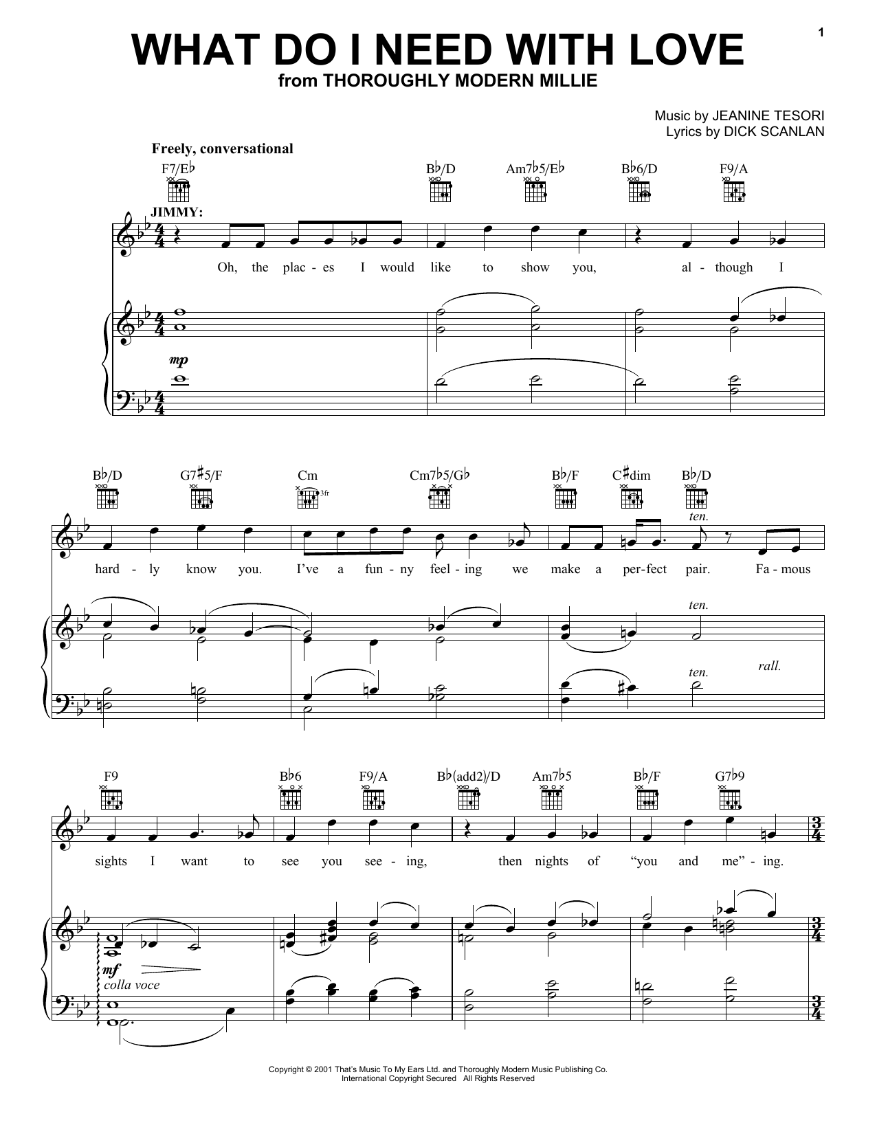 Gavin Creel What Do I Need With Love (from Thoroughly Modern Millie) Sheet Music Notes & Chords for Vocal Pro + Piano/Guitar - Download or Print PDF