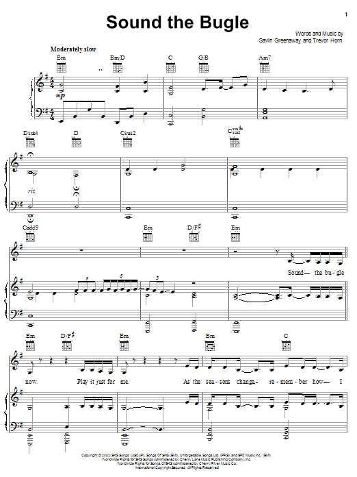Gavin Greenaway Sound The Bugle Sheet Music Notes & Chords for Piano, Vocal & Guitar (Right-Hand Melody) - Download or Print PDF Gavin Greenaway Sound The Bugle Sheet Music Notes & Chords for Piano, Vocal & Guitar (Right-Hand Melody) - Download or Print PDF