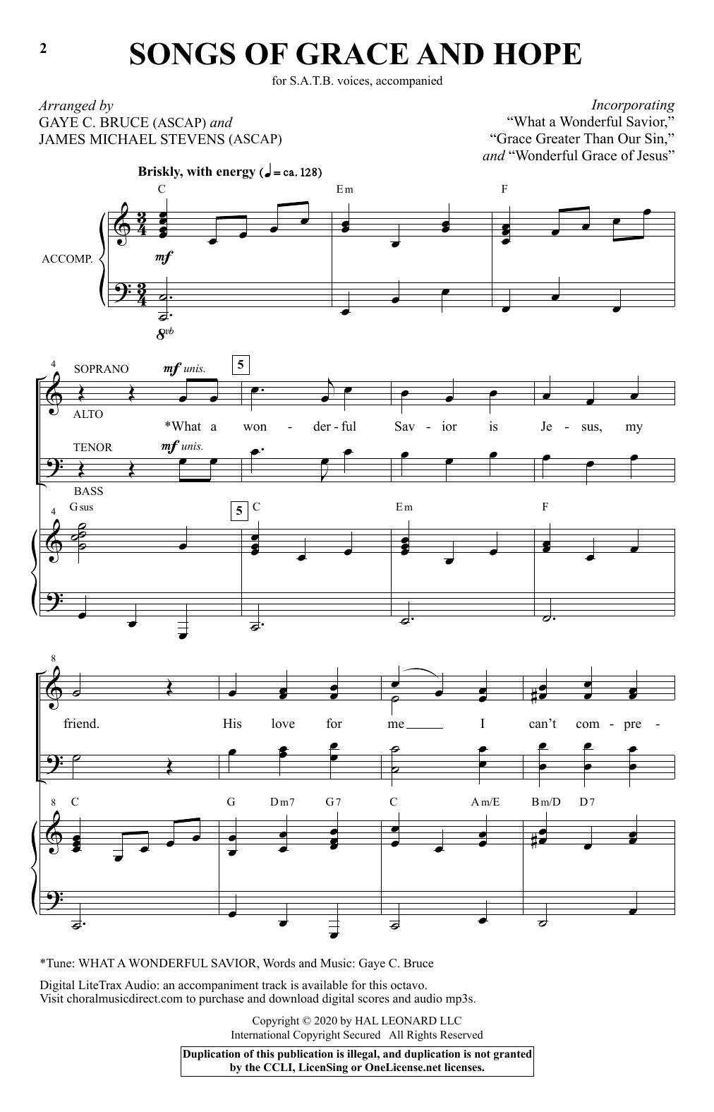 Gaye C. Bruce and James Michael Stevens Songs of Grace and Hope Sheet Music Notes & Chords for SATB Choir - Download or Print PDF