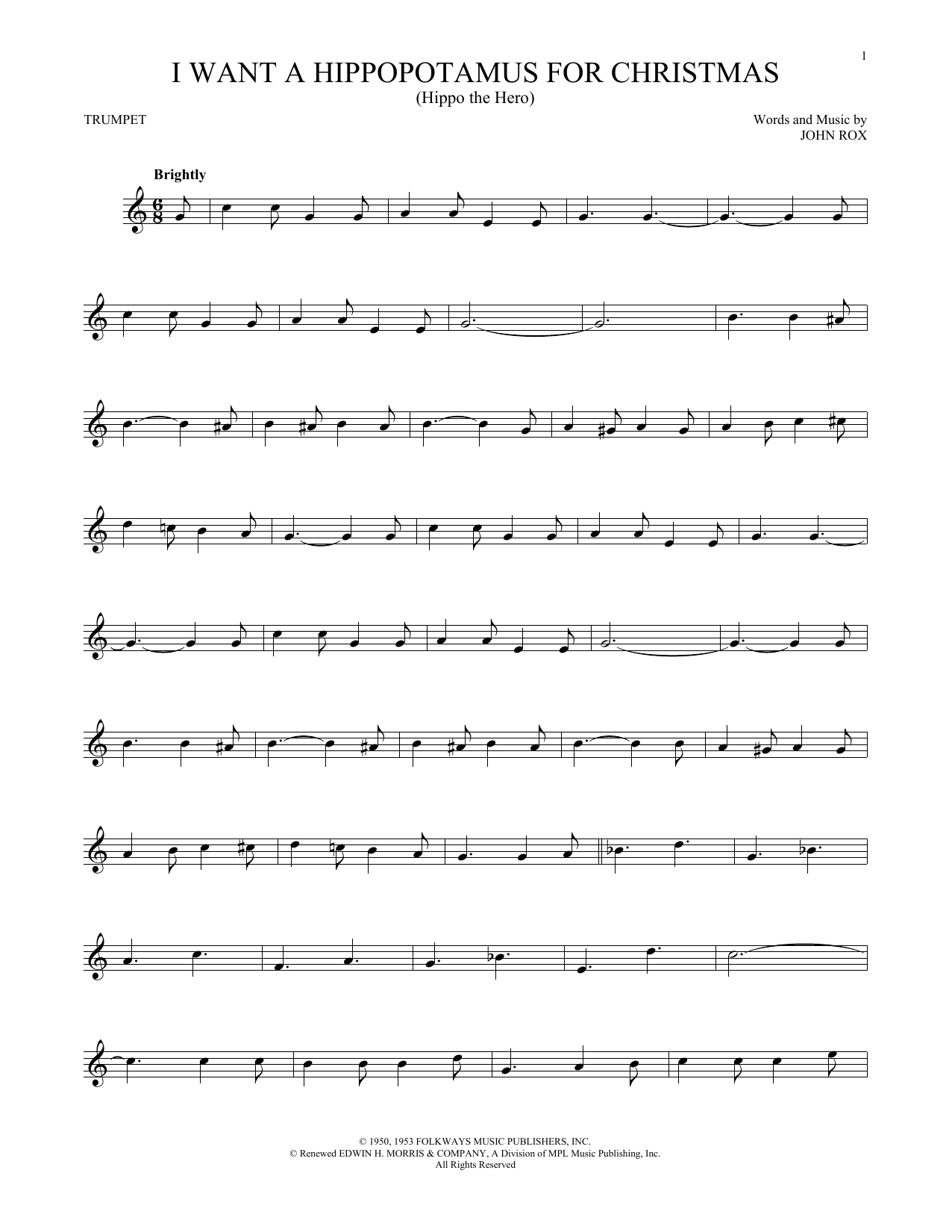 I Want A Hippopotamus For Christmas Chords