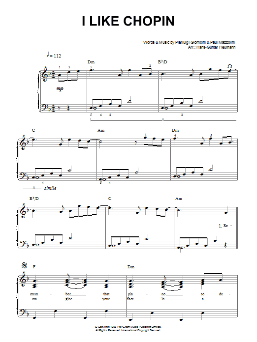Gazebo I Like Chopin Sheet Music Notes & Chords for Piano & Vocal - Download or Print PDF