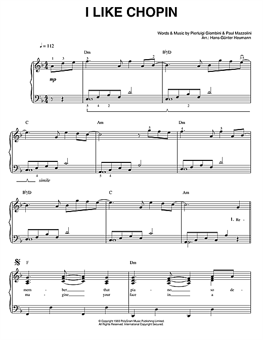 Gazebo I Like Chopin Sheet Music Notes & Chords for Piano & Vocal - Download or Print PDF