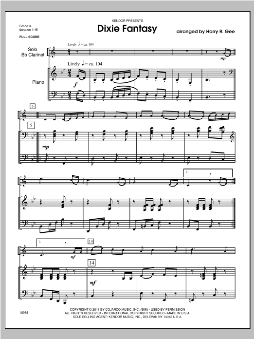 Dixie Fantasy - Piano/Score sheet music
