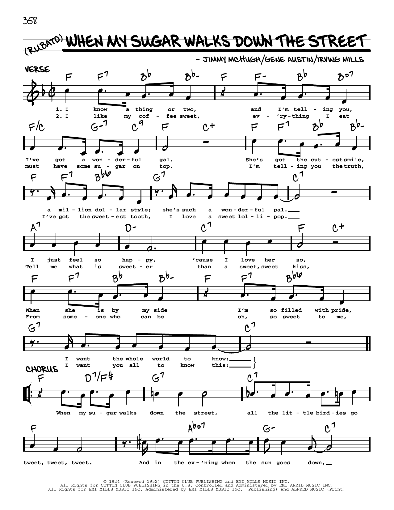 Gene Austin When My Sugar Walks Down The Street (arr. Robert Rawlins) Sheet Music Notes & Chords for Real Book – Melody, Lyrics & Chords - Download or Print PDF