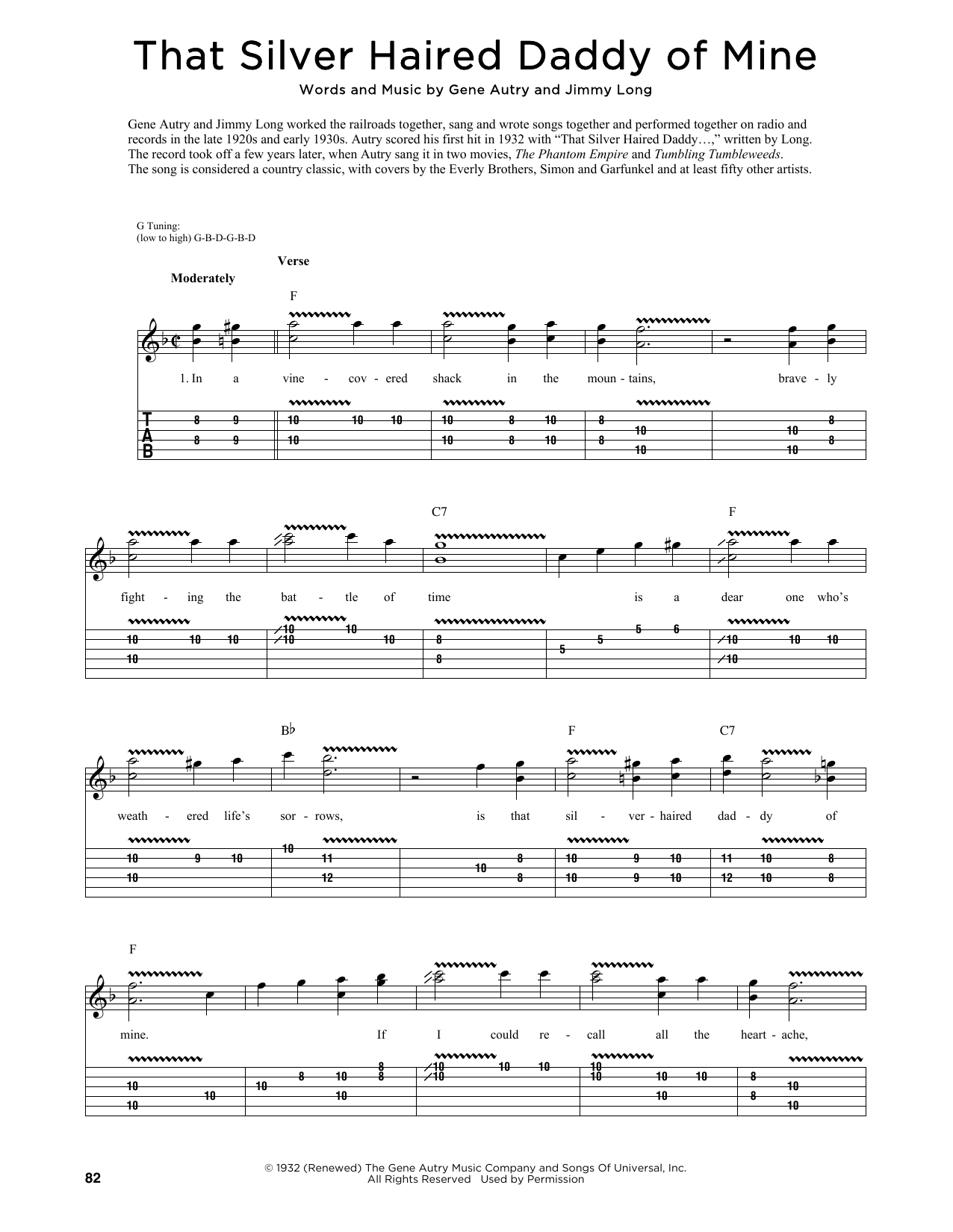 Gene Autry and Jimmy Long That Silver Haired Daddy Of Mine (arr. Fred Sokolow) Sheet Music Notes & Chords for Guitar Tab - Download or Print PDF