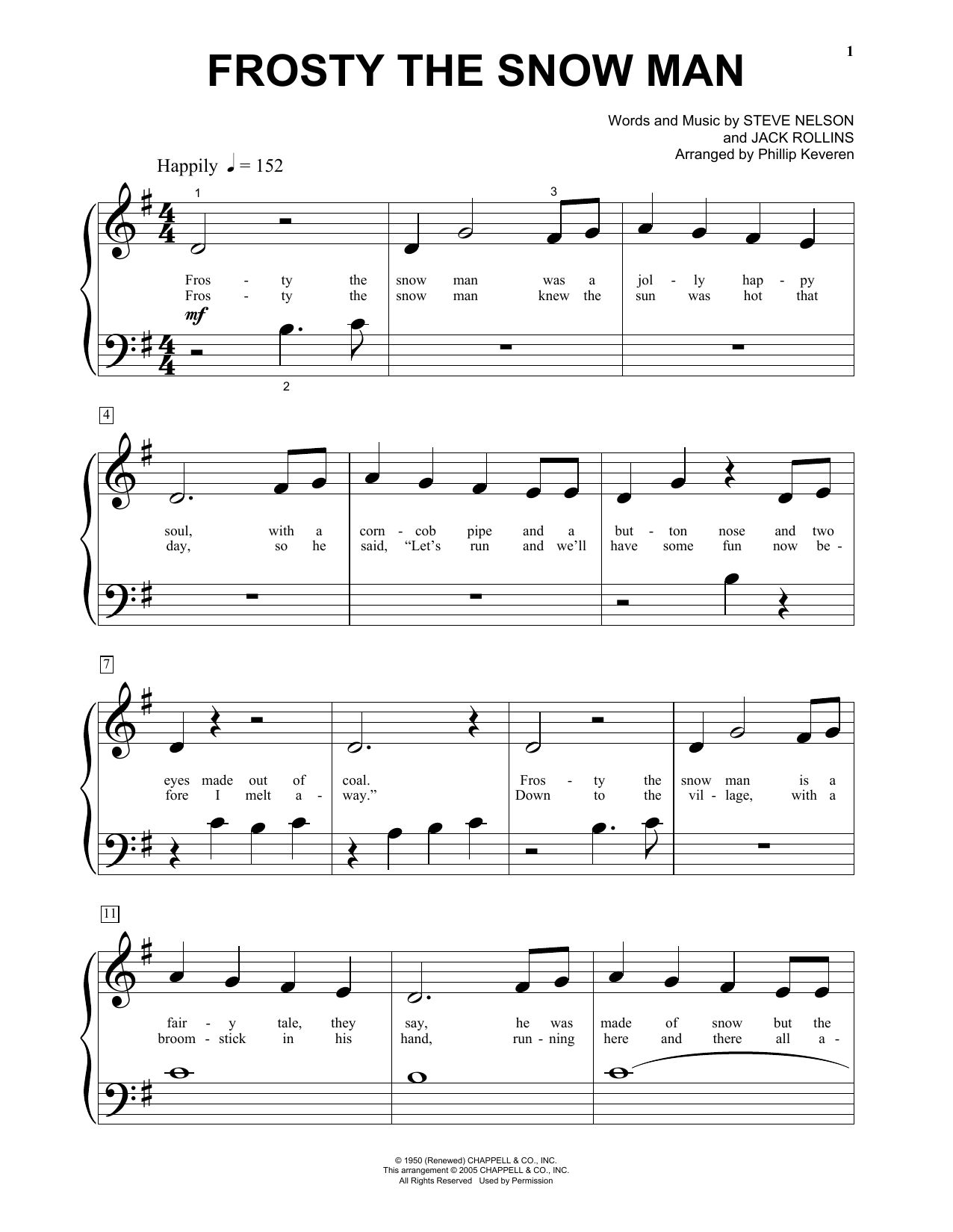 Gene Autry Frosty The Snowman Sheet Music Notes & Chords for Easy Piano - Download or Print PDF