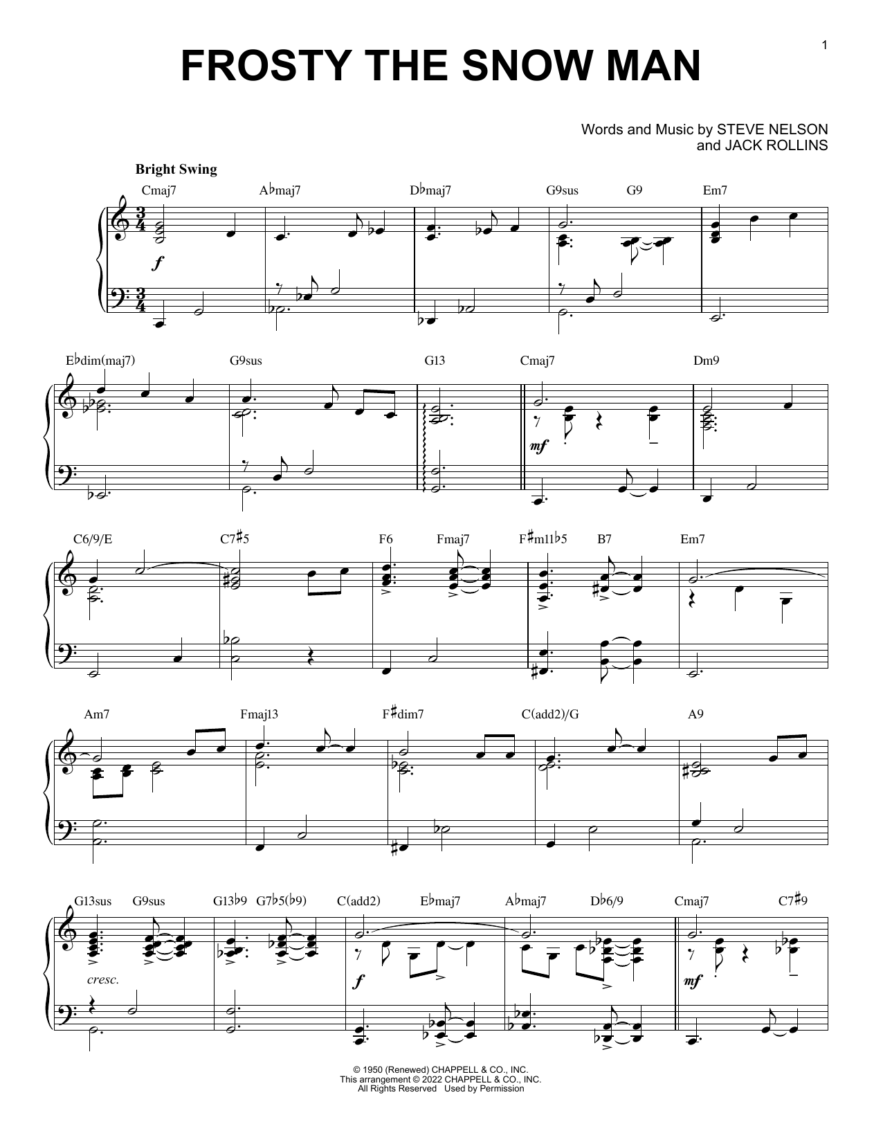 Gene Autry Frosty The Snow Man (arr. Brent Edstrom) Sheet Music Notes & Chords for Piano Solo - Download or Print PDF