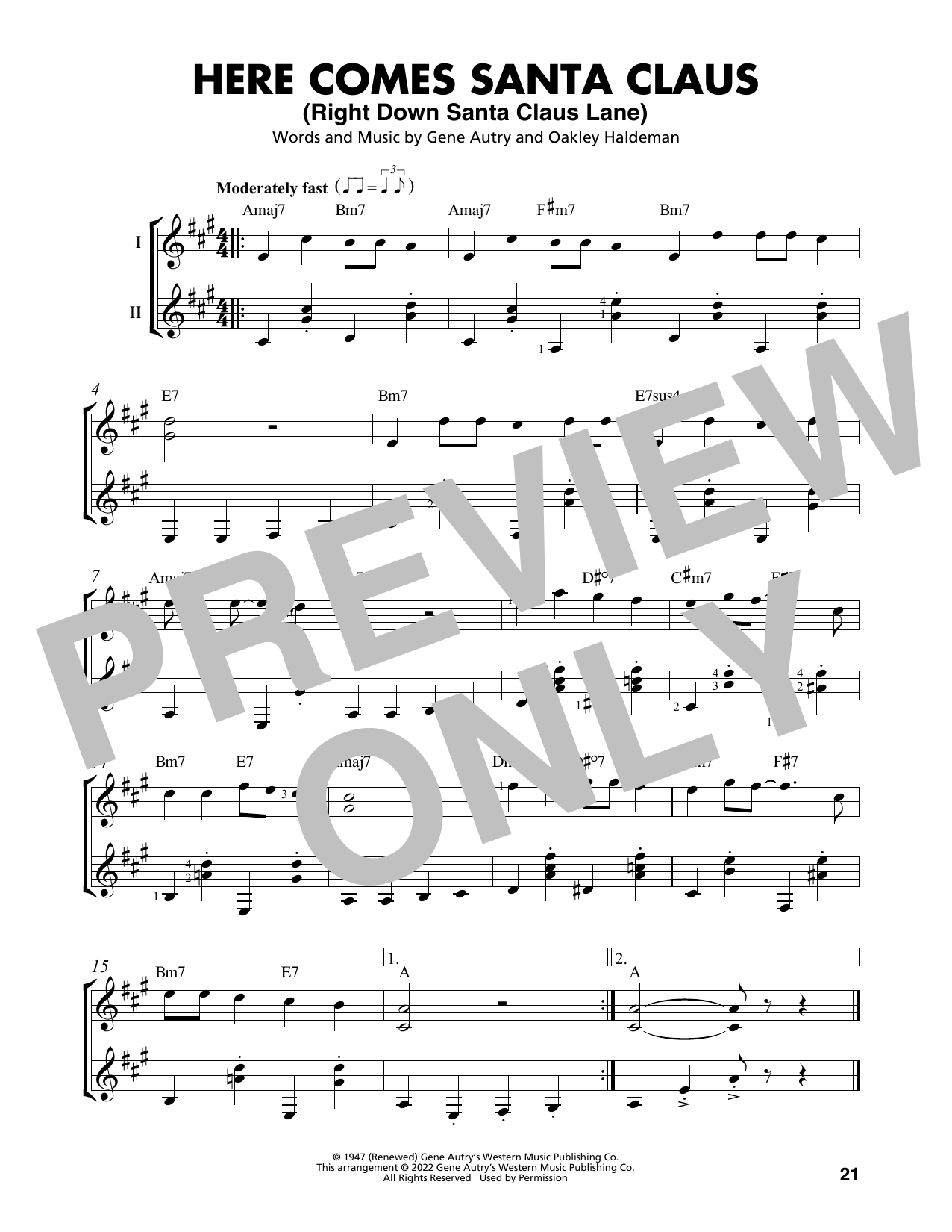 Gene Autry Here Comes Santa Claus (Right Down Santa Claus Lane) (arr. Mark Phillips) Sheet Music Notes & Chords for Easy Guitar Tab - Download or Print PDF