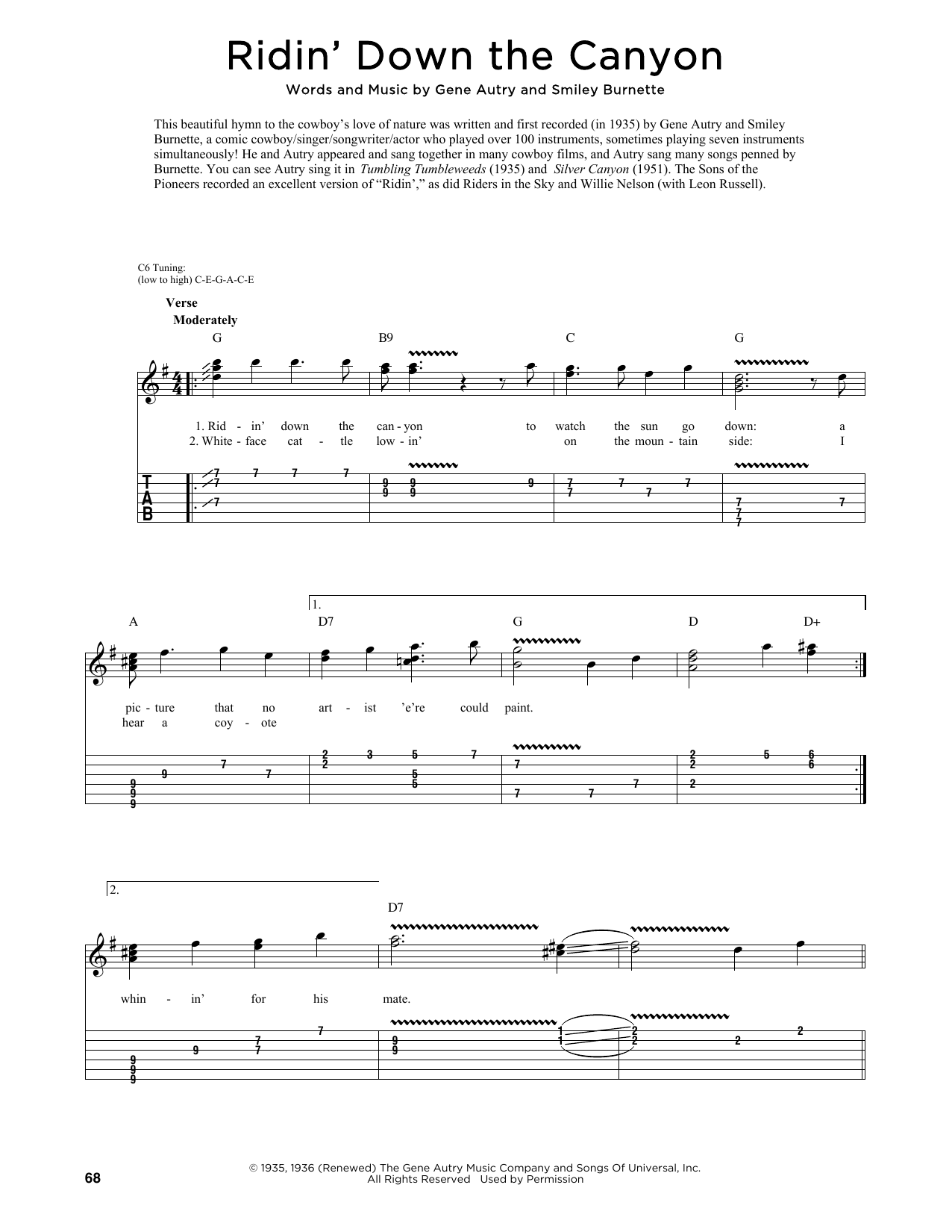 Gene Autry Ridin' Down The Canyon (arr. Fred Sokolow) Sheet Music Notes & Chords for Guitar Tab - Download or Print PDF