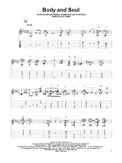 Gene Bertoncini Body And Soul Sheet Music Notes & Chords for Guitar Tab - Download or Print PDF