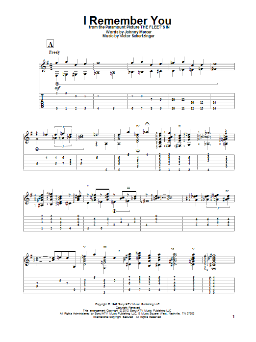 Gene Bertoncini I Remember You Sheet Music Notes & Chords for Guitar Tab - Download or Print PDF