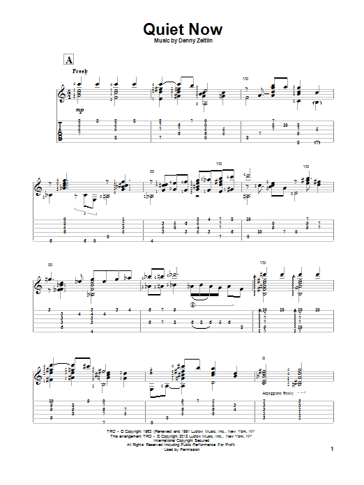 Gene Bertoncini Quiet Now Sheet Music Notes & Chords for Guitar Tab - Download or Print PDF