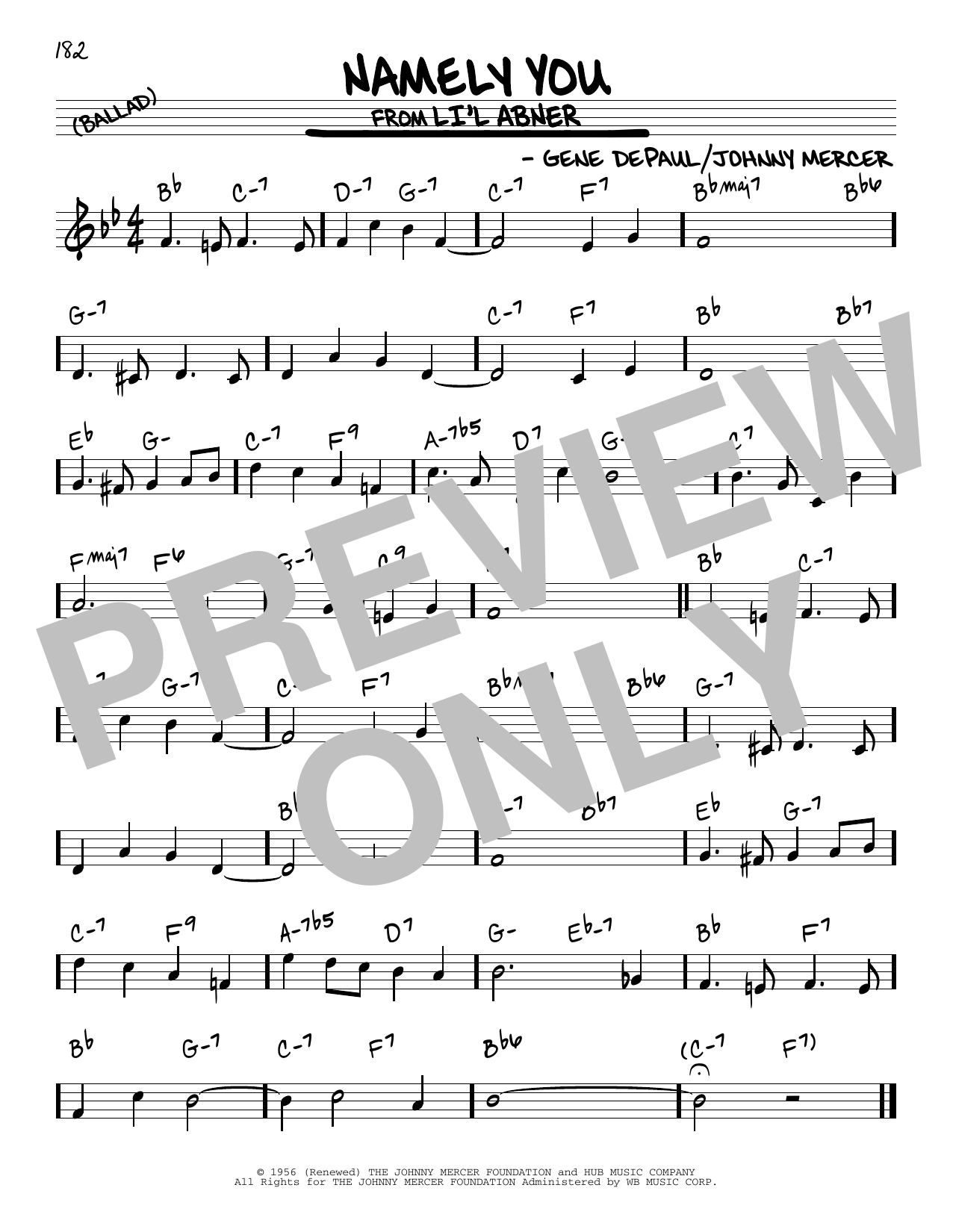 Gene De Paul Namely You Sheet Music Notes & Chords for Real Book – Melody & Chords - Download or Print PDF