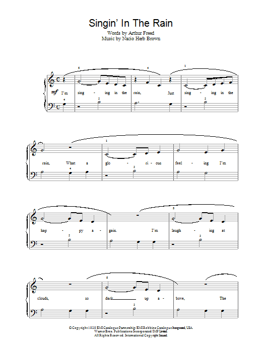 Gene Kelly Singin' In The Rain Sheet Music Notes & Chords for Piano, Vocal & Guitar (Right-Hand Melody) - Download or Print PDF