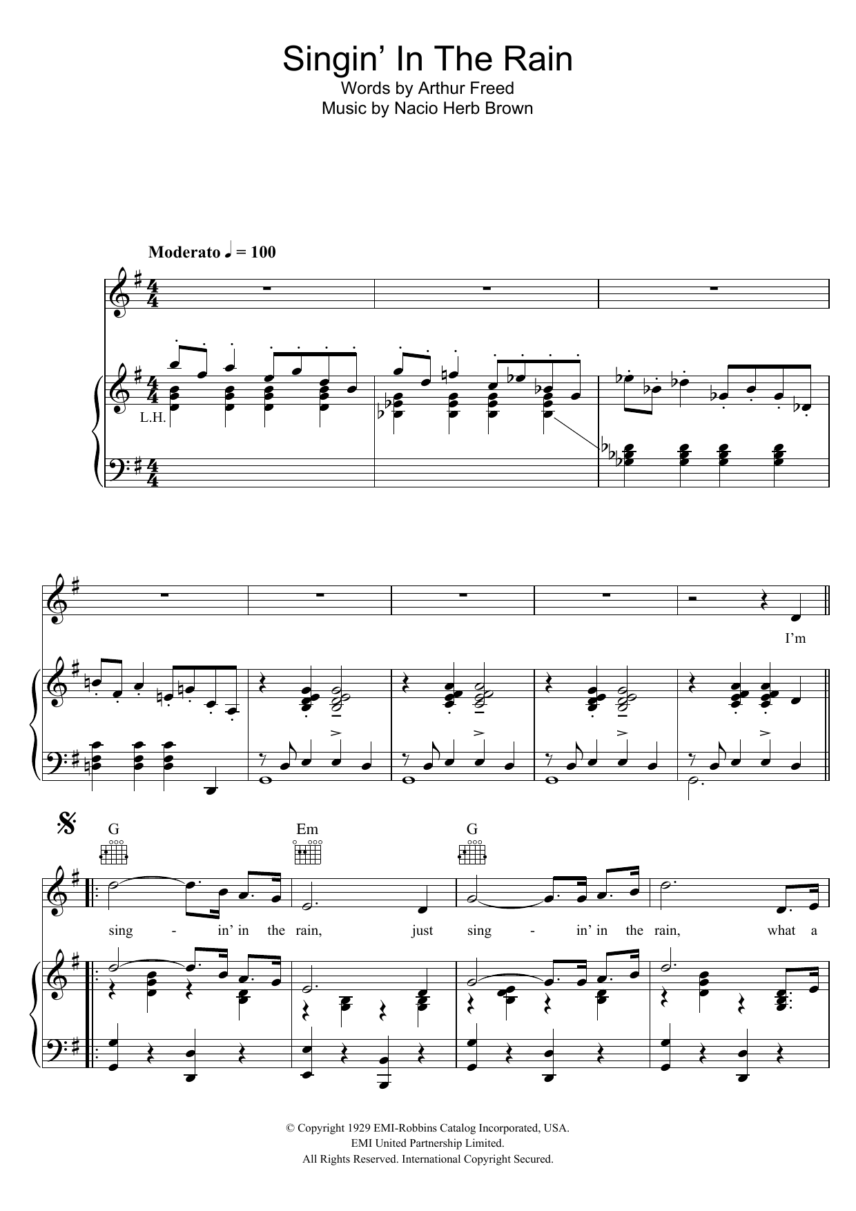 Gene Kelly Singin' In The Rain Sheet Music Notes & Chords for SAB - Download or Print PDF