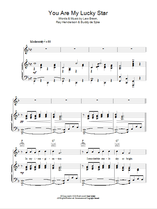 Gene Kelly You Are My Lucky Star Sheet Music Notes & Chords for Piano, Vocal & Guitar (Right-Hand Melody) - Download or Print PDF