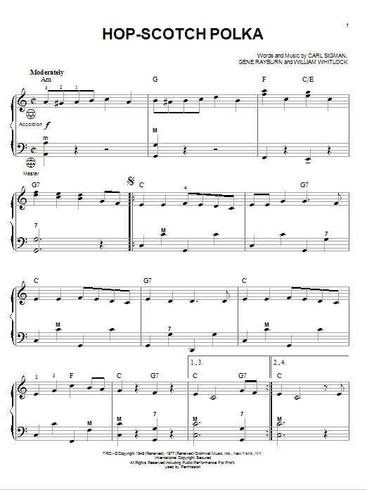 Gene Rayburn Hop-Scotch Polka Sheet Music Notes & Chords for Accordion - Download or Print PDF