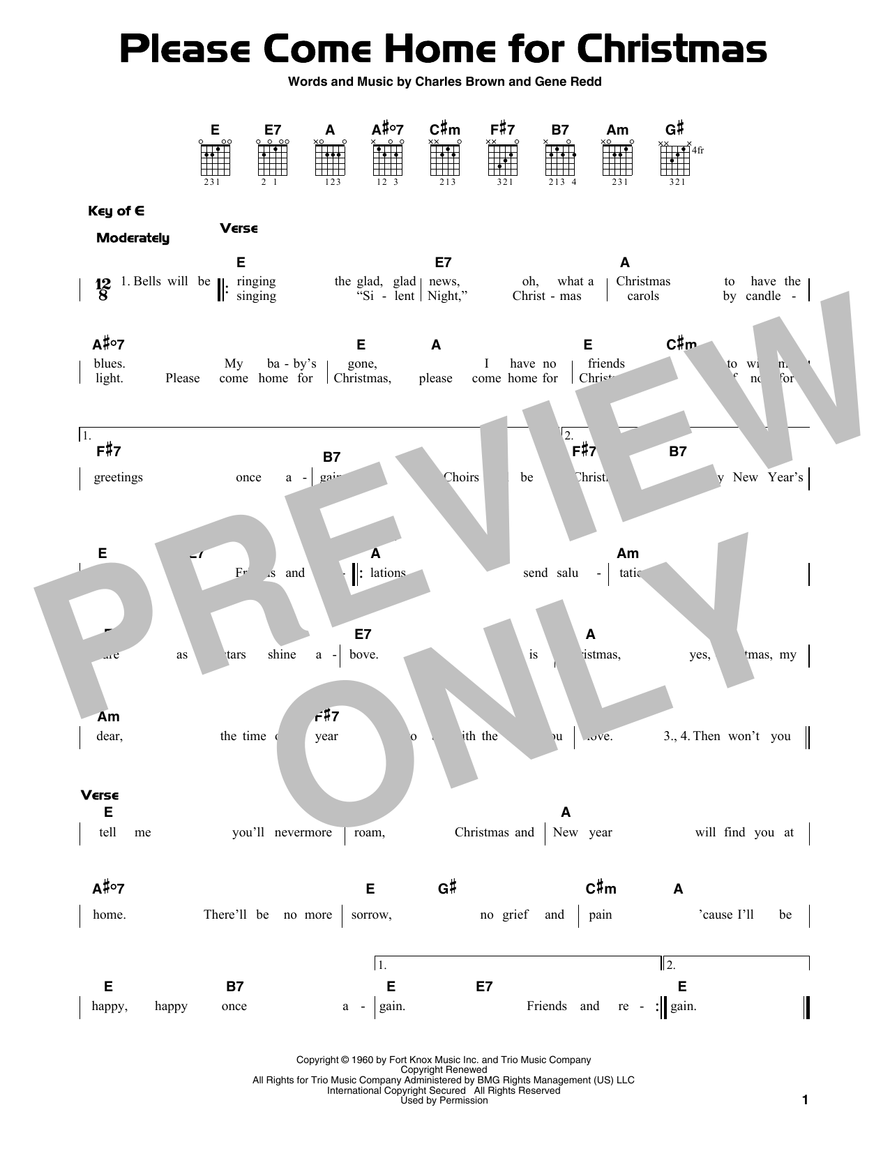 Gene Redd Please Come Home For Christmas Sheet Music Notes & Chords for Guitar Lead Sheet - Download or Print PDF