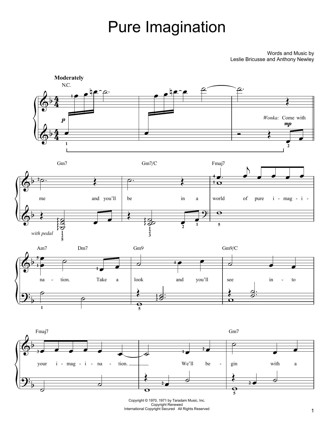 Gene Wilder Pure Imagination (from Willy Wonka & The Chocolate Factory) Sheet Music Notes & Chords for Oboe Solo - Download or Print PDF