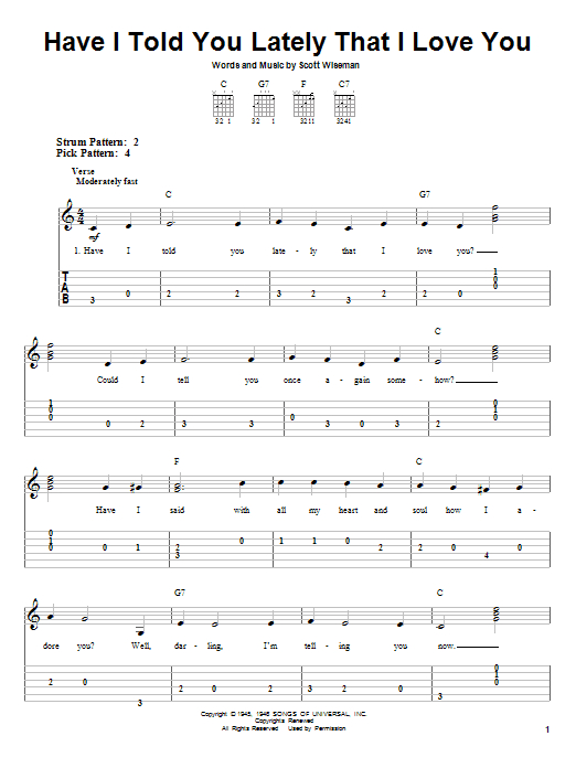 Preview Gene Autry Have I Told You Lately That I Love You Pop sheet music, notes and chords for Guitar Tab, SKU: 83117 Have I Told You Lately That I Love You sheet music