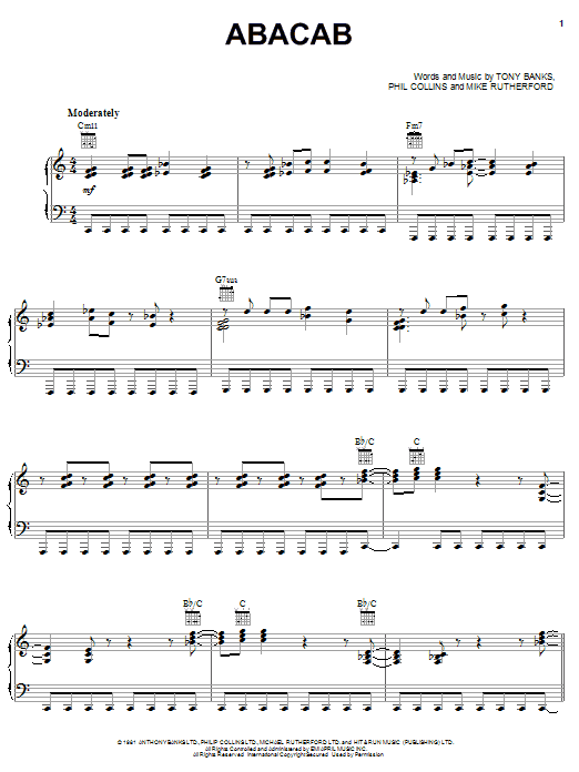 Genesis Abacab Sheet Music Notes & Chords for Keyboard Transcription - Download or Print PDF