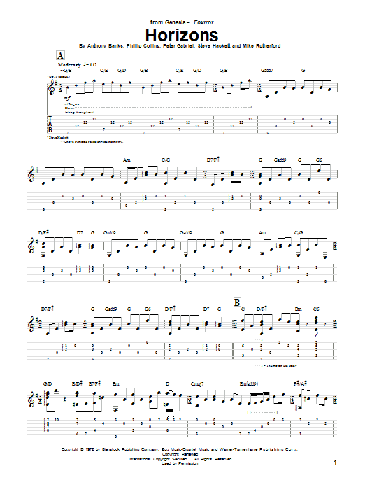 Genesis Horizons Sheet Music Notes & Chords for Guitar Lead Sheet - Download or Print PDF