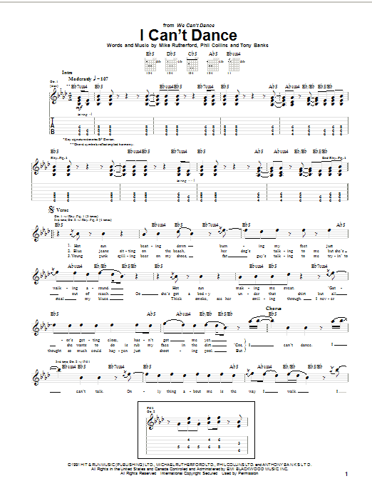 Genesis I Can't Dance Sheet Music Notes & Chords for Lead Sheet / Fake Book - Download or Print PDF