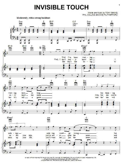 Genesis Invisible Touch Sheet Music Notes & Chords for Melody Line, Lyrics & Chords - Download or Print PDF