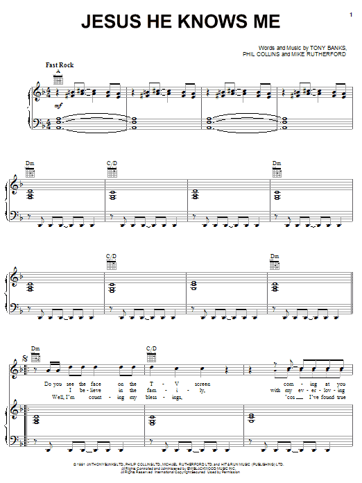 Genesis Jesus He Knows Me Sheet Music Notes & Chords for Guitar Tab - Download or Print PDF