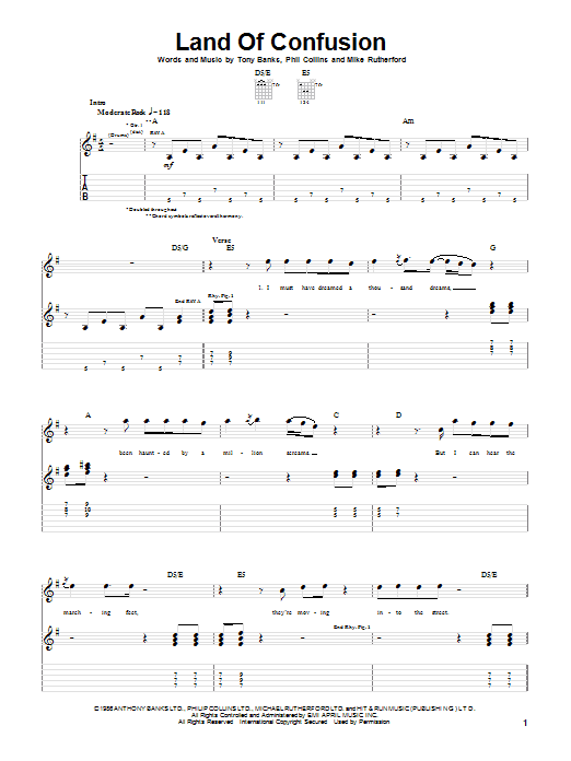 Genesis Land Of Confusion Sheet Music Notes & Chords for Guitar Lead Sheet - Download or Print PDF