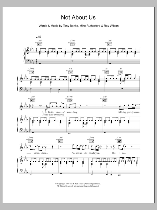 Genesis Not About Us Sheet Music Notes & Chords for Piano, Vocal & Guitar - Download or Print PDF