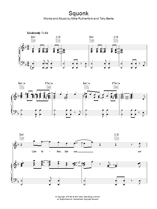 Genesis Squonk Sheet Music Notes & Chords for Piano, Vocal & Guitar Chords (Right-Hand Melody) - Download or Print PDF