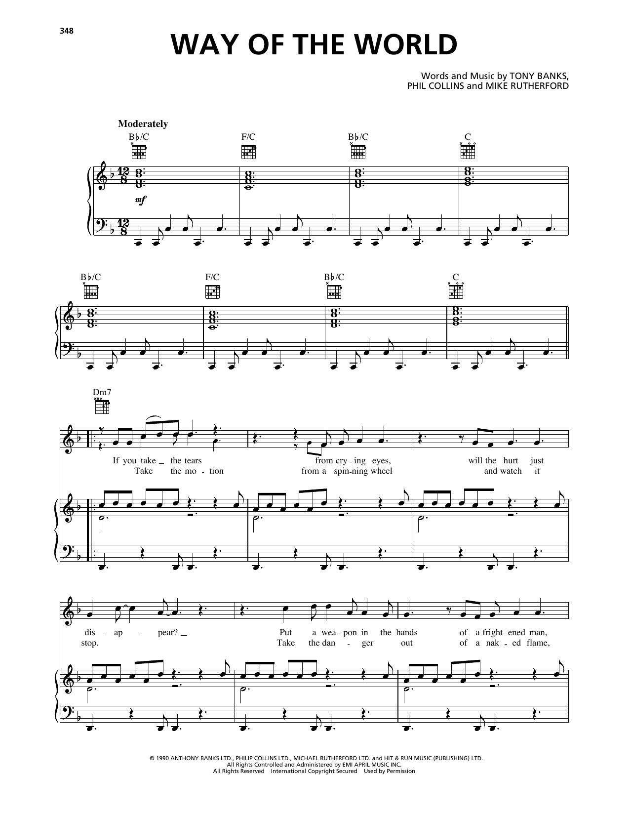Genesis Way Of The World Sheet Music Notes & Chords for Piano, Vocal & Guitar Chords (Right-Hand Melody) - Download or Print PDF